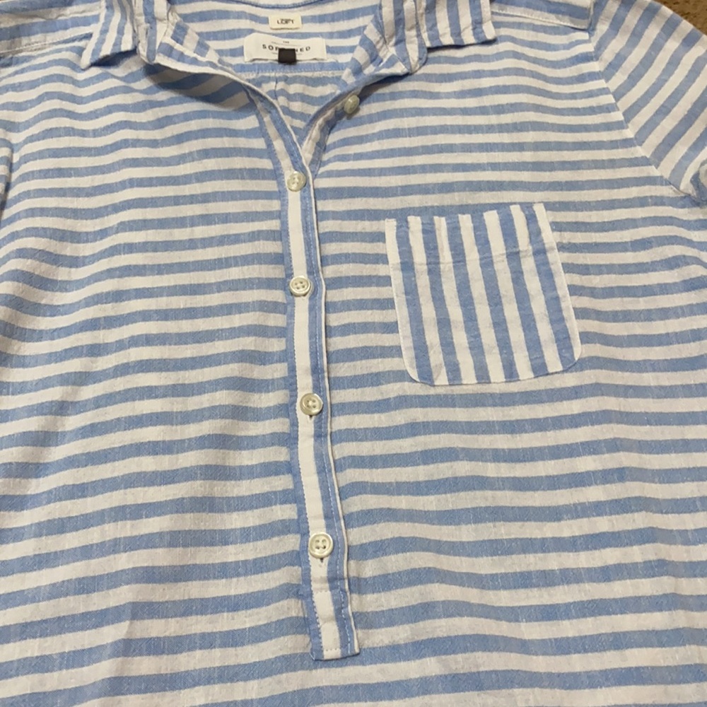 Loft Button Down Collared Striped Shirt - image 8